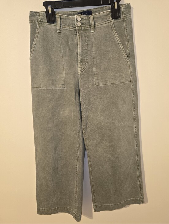 GAP Pants - GAP Denim High Rise Wide Leg Jeans Women’s 8/28R Olive Green Utility Carpenter